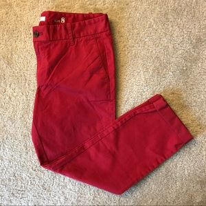 J crew Frankie Stretch cropped pants red Sz 8